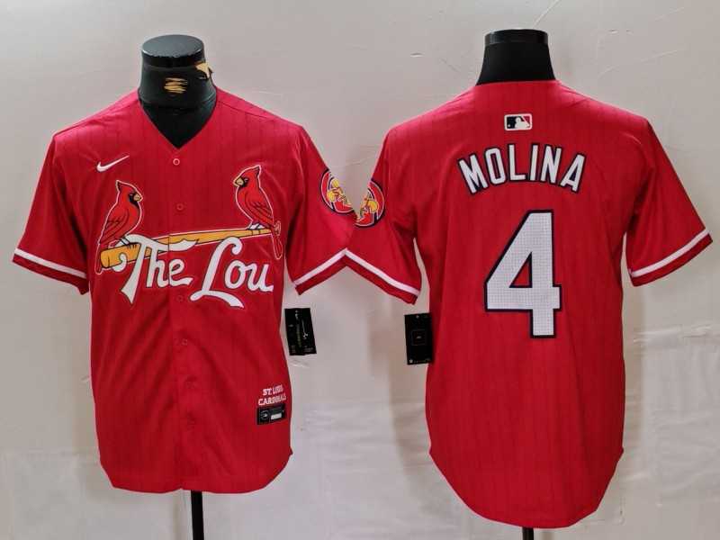 Men%27s St Louis Cardinals #4 Yadier Molina Red 2024 City Connect Stitched Baseball Jersey